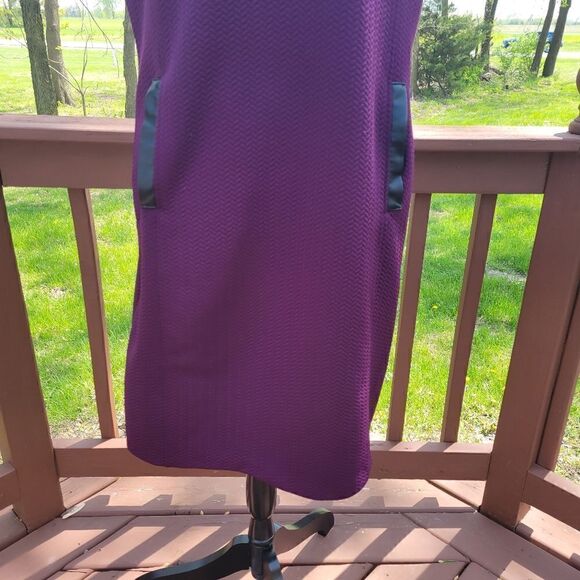 Liz Claiborne Ladies Dress Shift Short Sleeve Round Neck with Pockets Purple XL - Picture 3 of 13